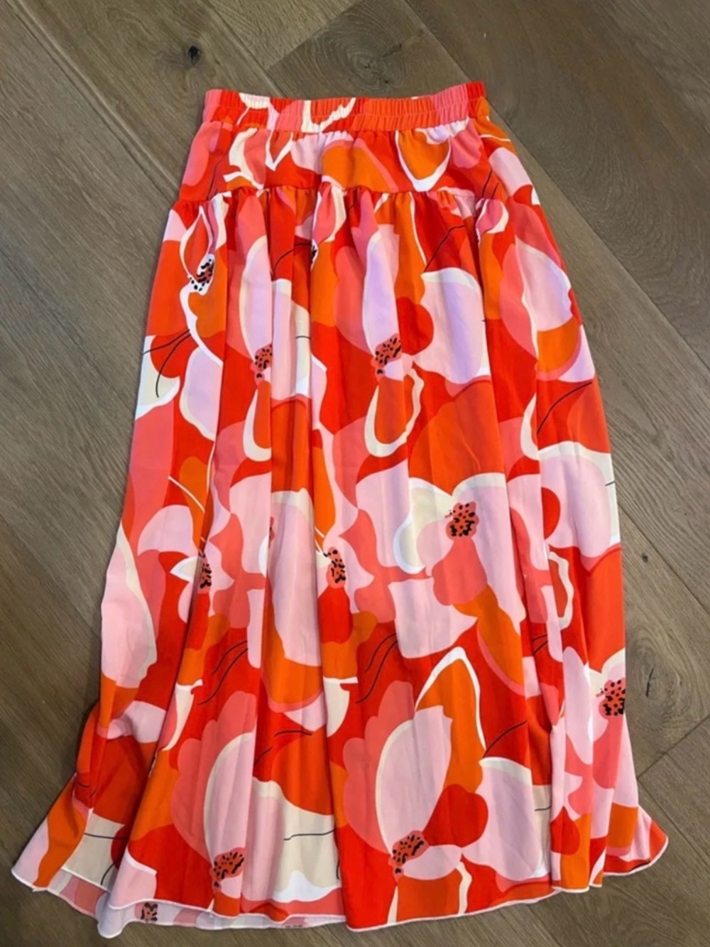 SHEIN Pink & Orange Floral Maxi Skirt